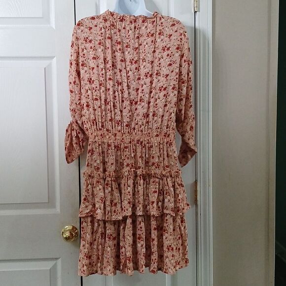 Forever 21 smocked waist mini floral print dress western boho party Sz XL NWT - Picture 5 of 9
